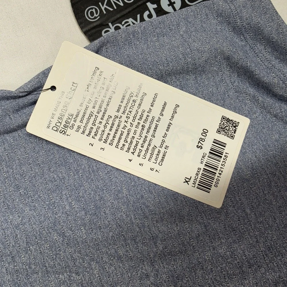 STAINED Lululemon Drysense Short Sleeve HTRC Heathered Blue Men's Size XLarge